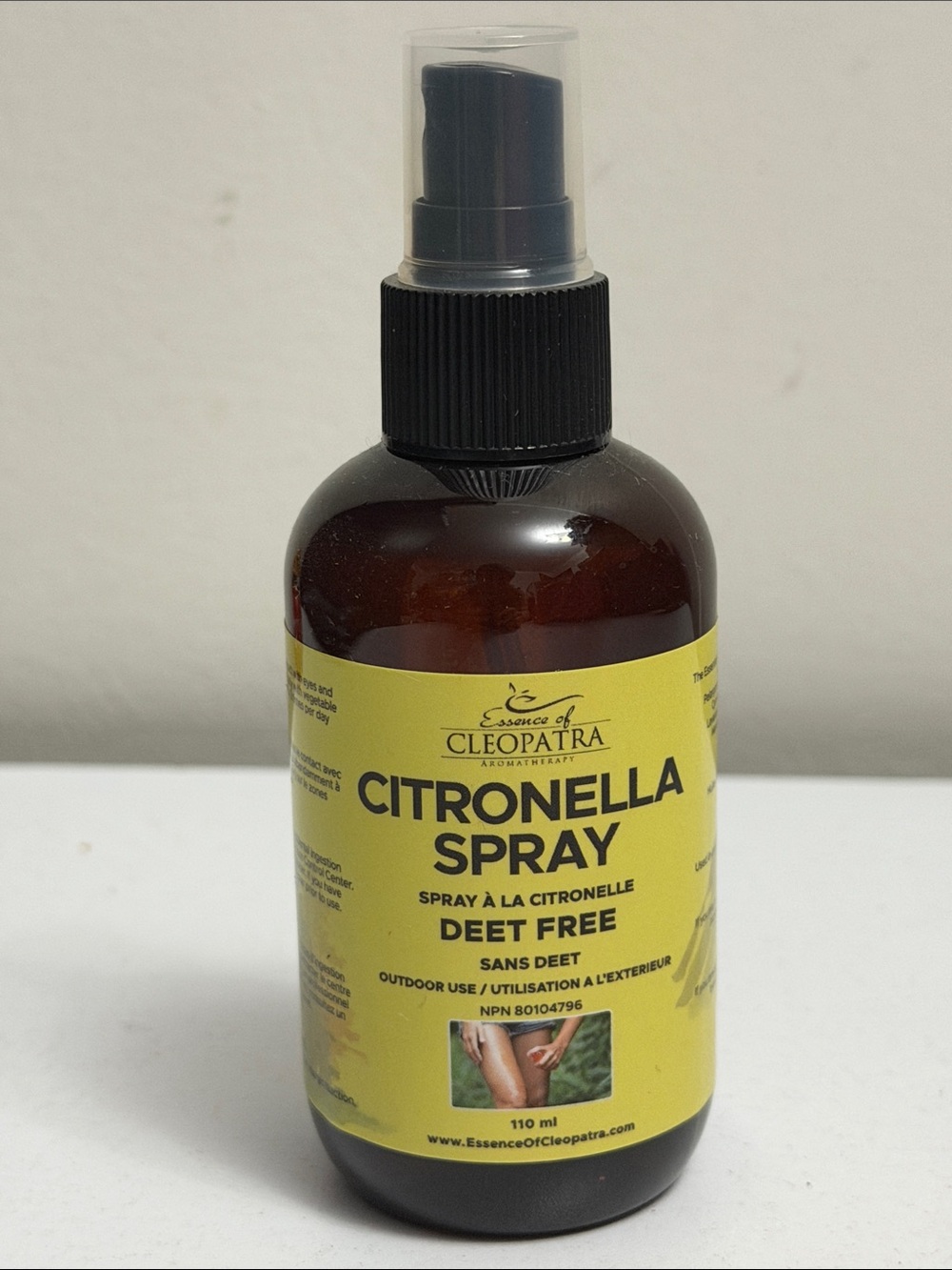 Essence of Cleopatra Citronella Spray - Yellow/Brown Bottle